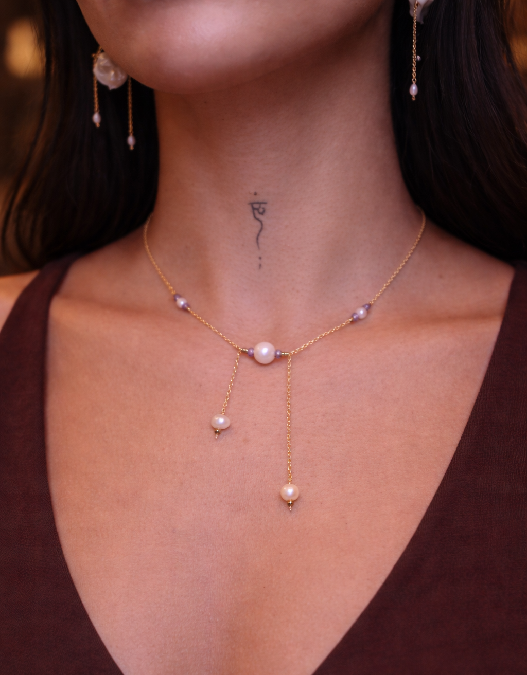 Collar con perlas naturales
